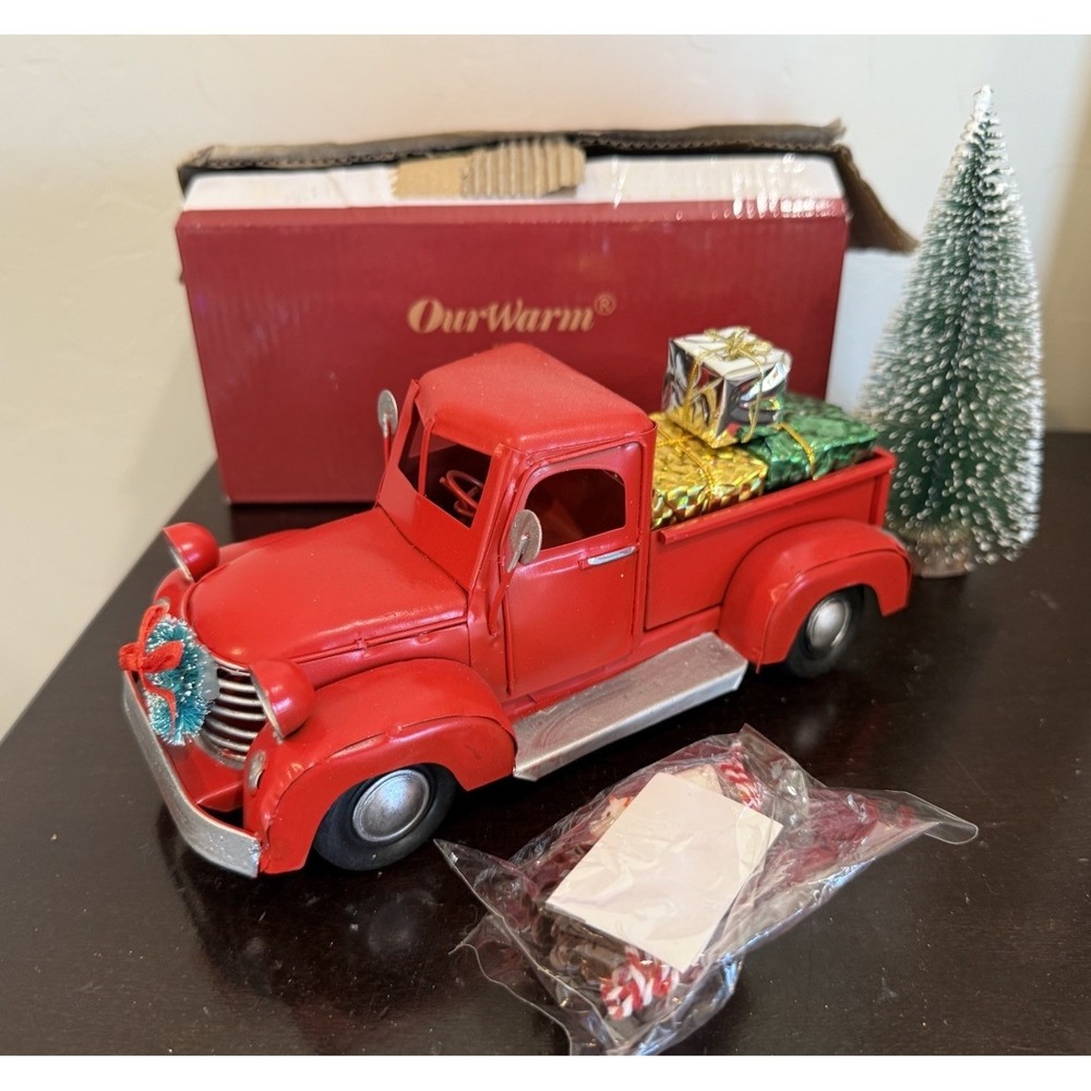 Christmas Vintage Red Truck Decor Pickup Truck In Original Box